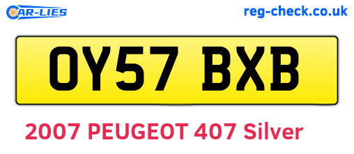 OY57BXB are the vehicle registration plates.