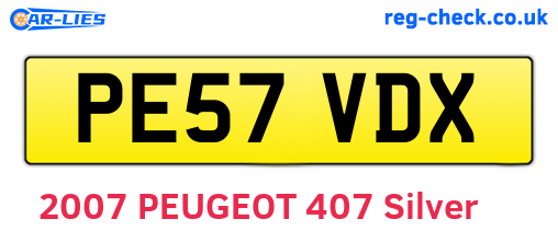 PE57VDX are the vehicle registration plates.