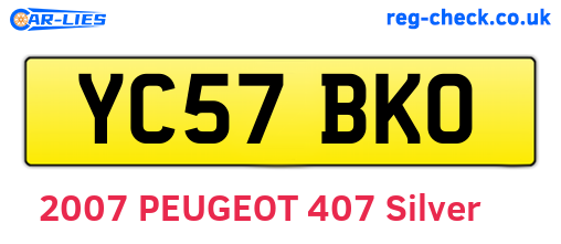 YC57BKO are the vehicle registration plates.