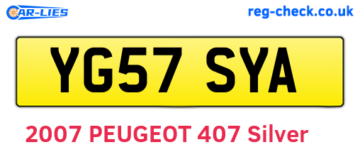 YG57SYA are the vehicle registration plates.