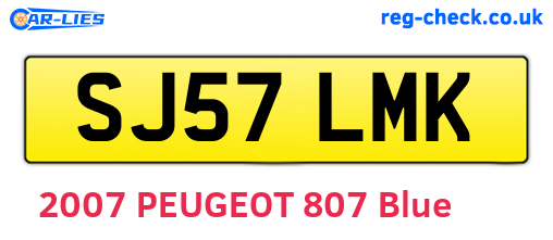 SJ57LMK are the vehicle registration plates.