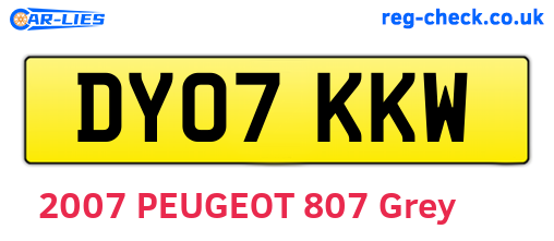 DY07KKW are the vehicle registration plates.