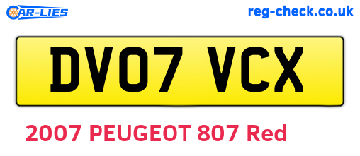 DV07VCX are the vehicle registration plates.