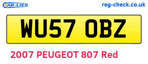 WU57OBZ are the vehicle registration plates.