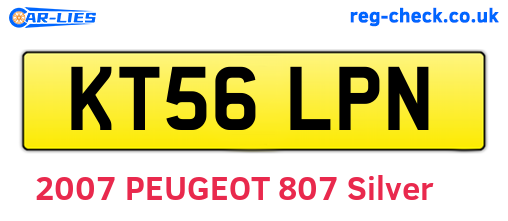 KT56LPN are the vehicle registration plates.