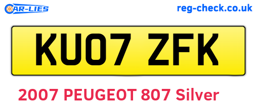KU07ZFK are the vehicle registration plates.
