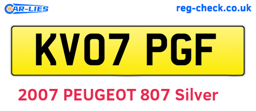 KV07PGF are the vehicle registration plates.