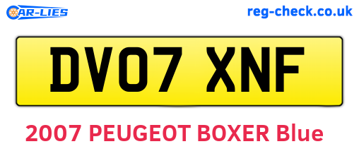 DV07XNF are the vehicle registration plates.