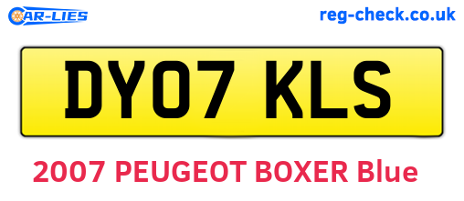 DY07KLS are the vehicle registration plates.