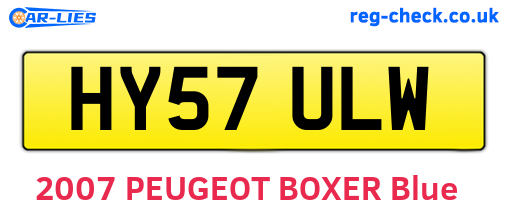HY57ULW are the vehicle registration plates.