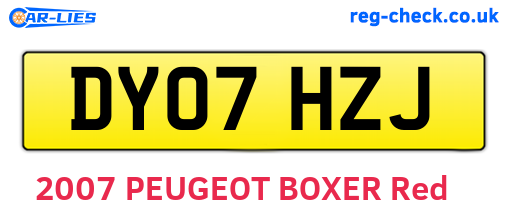 DY07HZJ are the vehicle registration plates.