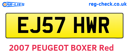 EJ57HWR are the vehicle registration plates.