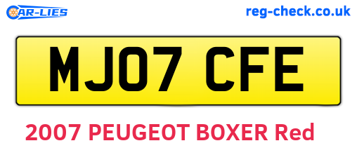 MJ07CFE are the vehicle registration plates.