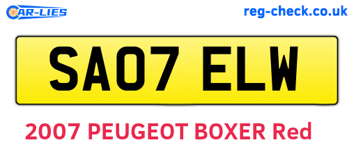 SA07ELW are the vehicle registration plates.