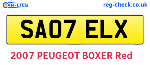 SA07ELX are the vehicle registration plates.