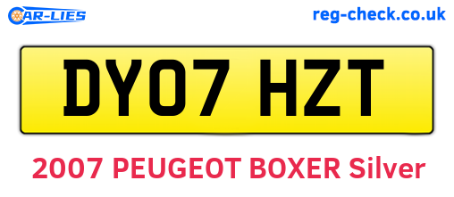 DY07HZT are the vehicle registration plates.