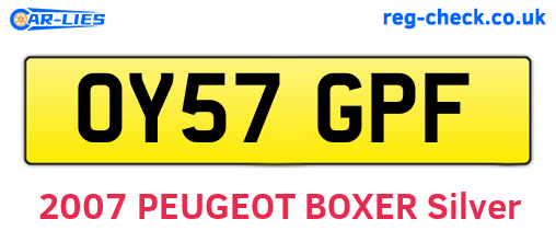 OY57GPF are the vehicle registration plates.