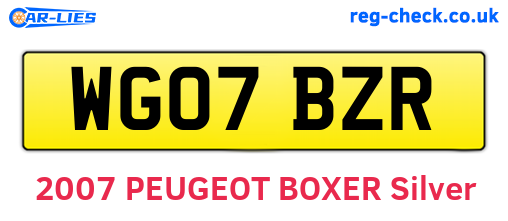 WG07BZR are the vehicle registration plates.