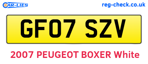 GF07SZV are the vehicle registration plates.