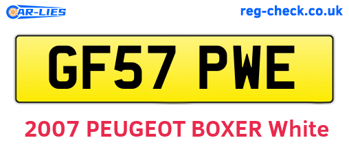 GF57PWE are the vehicle registration plates.
