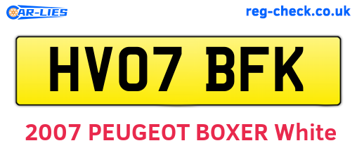 HV07BFK are the vehicle registration plates.