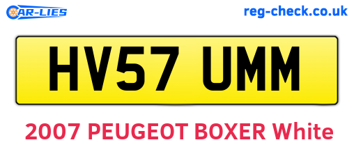 HV57UMM are the vehicle registration plates.