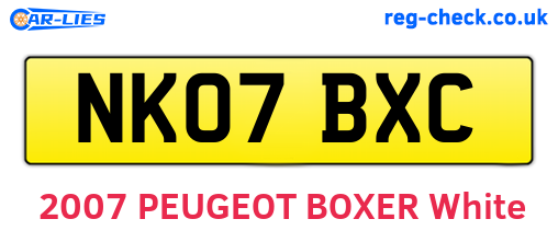 NK07BXC are the vehicle registration plates.