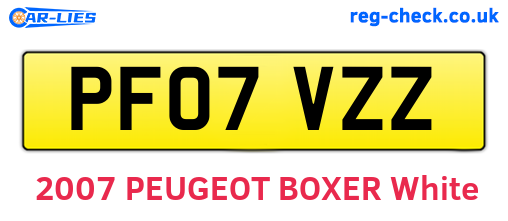 PF07VZZ are the vehicle registration plates.