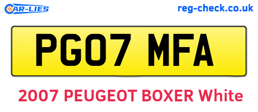 PG07MFA are the vehicle registration plates.