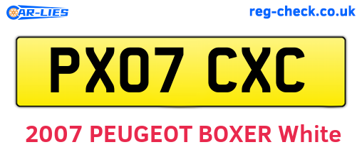 PX07CXC are the vehicle registration plates.