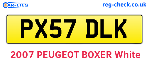 PX57DLK are the vehicle registration plates.