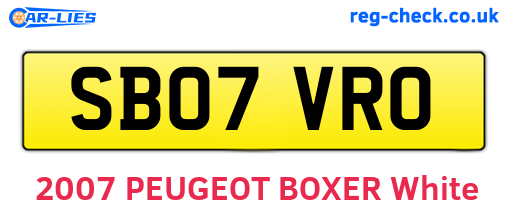 SB07VRO are the vehicle registration plates.