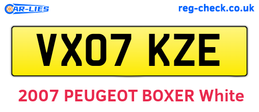 VX07KZE are the vehicle registration plates.