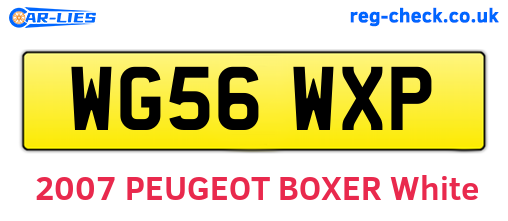 WG56WXP are the vehicle registration plates.