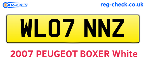 WL07NNZ are the vehicle registration plates.