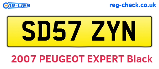 SD57ZYN are the vehicle registration plates.