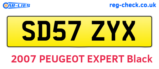SD57ZYX are the vehicle registration plates.