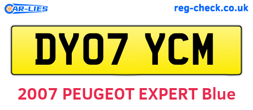 DY07YCM are the vehicle registration plates.