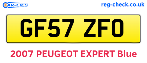 GF57ZFO are the vehicle registration plates.