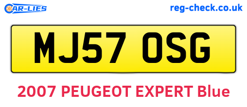 MJ57OSG are the vehicle registration plates.