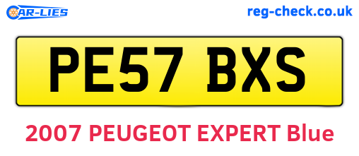 PE57BXS are the vehicle registration plates.