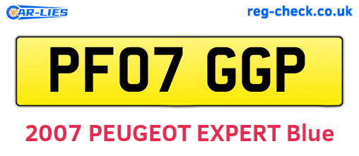 PF07GGP are the vehicle registration plates.