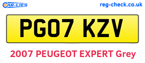 PG07KZV are the vehicle registration plates.