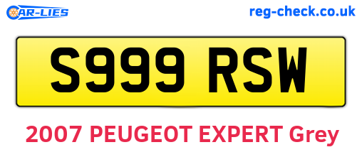 S999RSW are the vehicle registration plates.