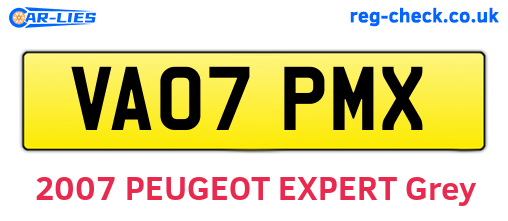 VA07PMX are the vehicle registration plates.