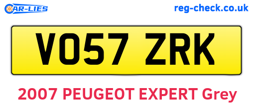 VO57ZRK are the vehicle registration plates.