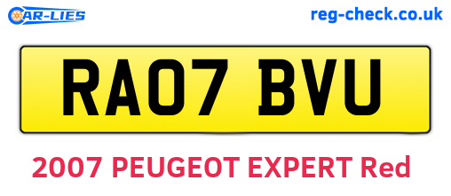 RA07BVU are the vehicle registration plates.