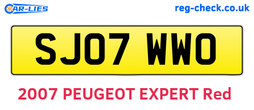 SJ07WWO are the vehicle registration plates.