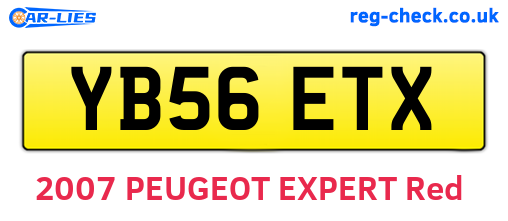 YB56ETX are the vehicle registration plates.