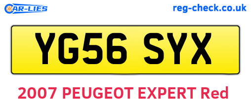 YG56SYX are the vehicle registration plates.